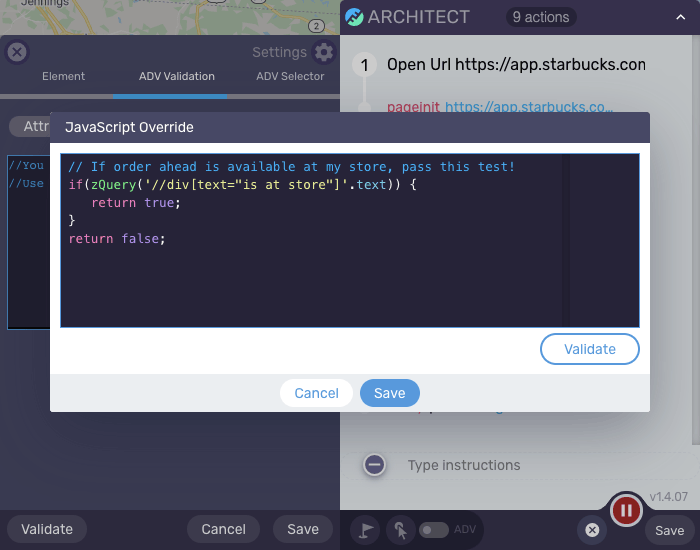 Per action Verification Override in Architect