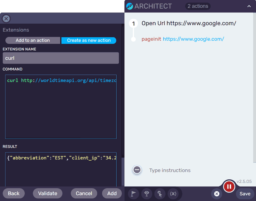 Functionize Architect Extension Action