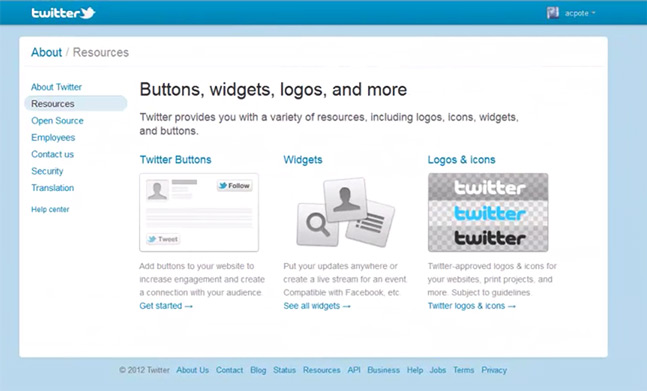 Twitter widget configuration