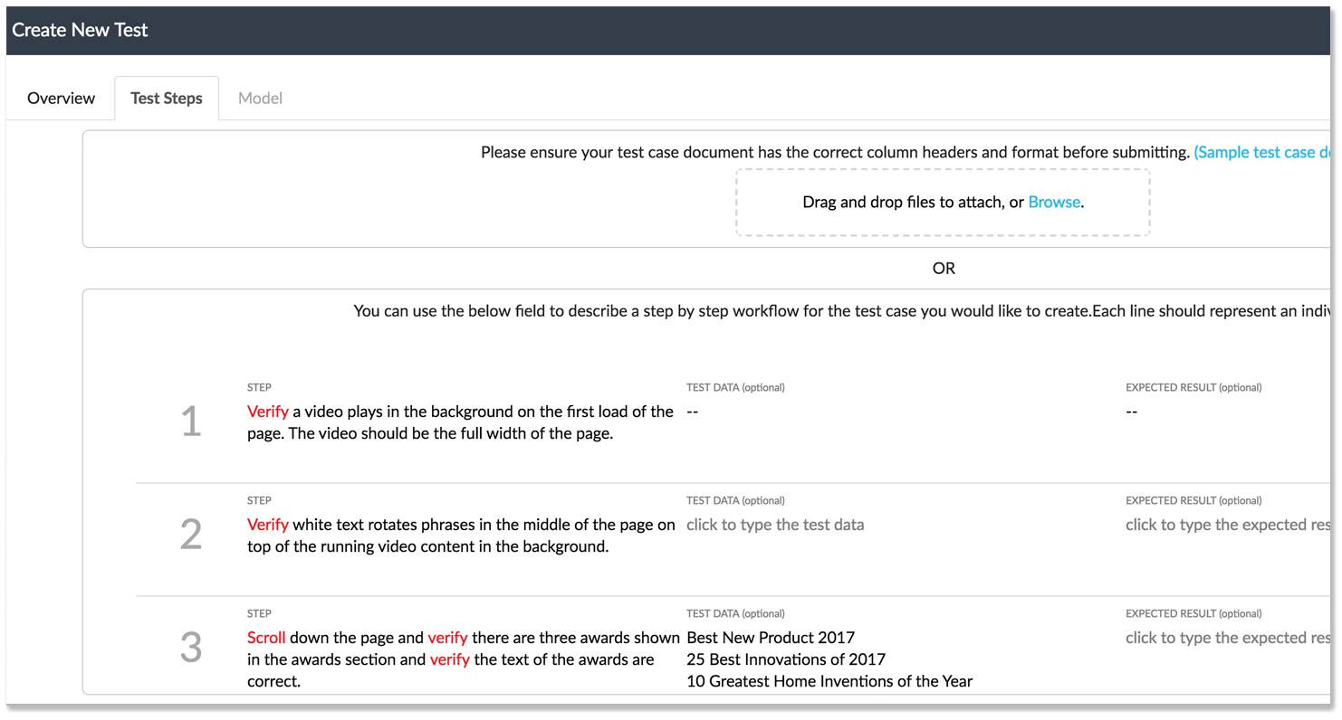 Plain English Test Creation