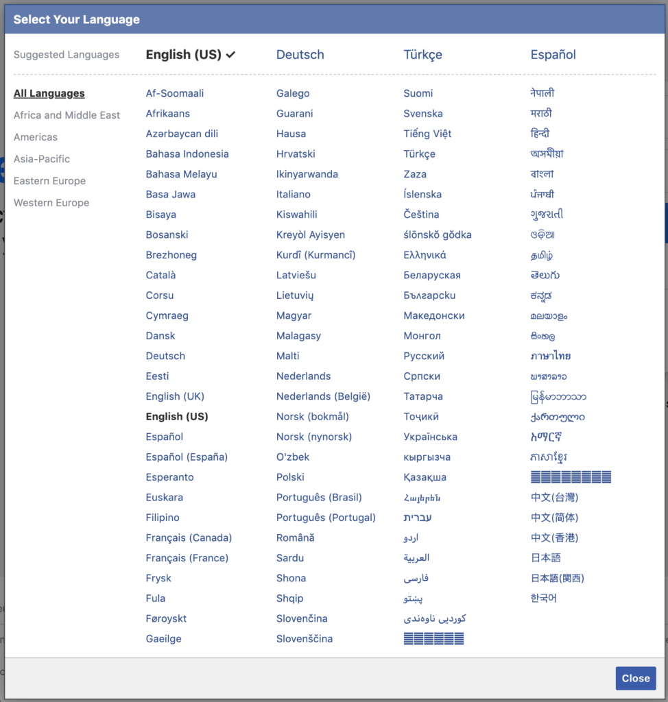 Facebook would be a challenge for internationalization and globalization testing